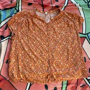 Ditsy floral button down blouse